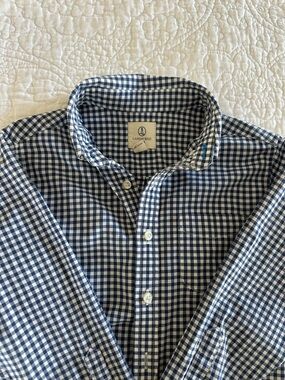Lands' End Boys Blue Gingham Button-Down Shirt L 7